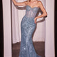 Vestido Corte Sirena Escote Corazón sin Tirantes, Corse transparente y  Adornado de cristales (Varios Colores)