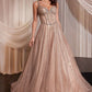 Vestido de Tul a Capas con Decoraciones Color ROSE CHAMPAGNE