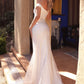 Vestido de Novia orte Sirena con Hombros descubiertos Color Offe White.