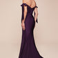 Vestido de Dama de Honor corte ajustado de tela elástica con un escote sostenido por largos lazos (Varios Colores)