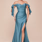 Vestido de Dama de Honor corte ajustado de tela elástica con un escote sostenido por largos lazos (Varios Colores)