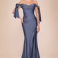 Vestido de Dama de Honor corte ajustado de tela elástica con un escote sostenido por largos lazos (Varios Colores)