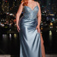 Vestido Curvy de Satín con Encaje con Pedrería.(Varios Colores)