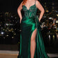Vestido Curvy de Satín con Encaje con Pedrería.(Varios Colores)