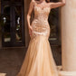 Vestido Corte Sirena de Encaje y Tul Sin Tirantes. (Variedad de colores)