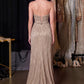 Vestido en Corte A, con Escote Halter con Detalles de Drapeado, Color Rose Gold