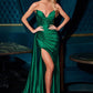 Vestido de Satén con Escote en V sin Tirantes, (Varios Colores)