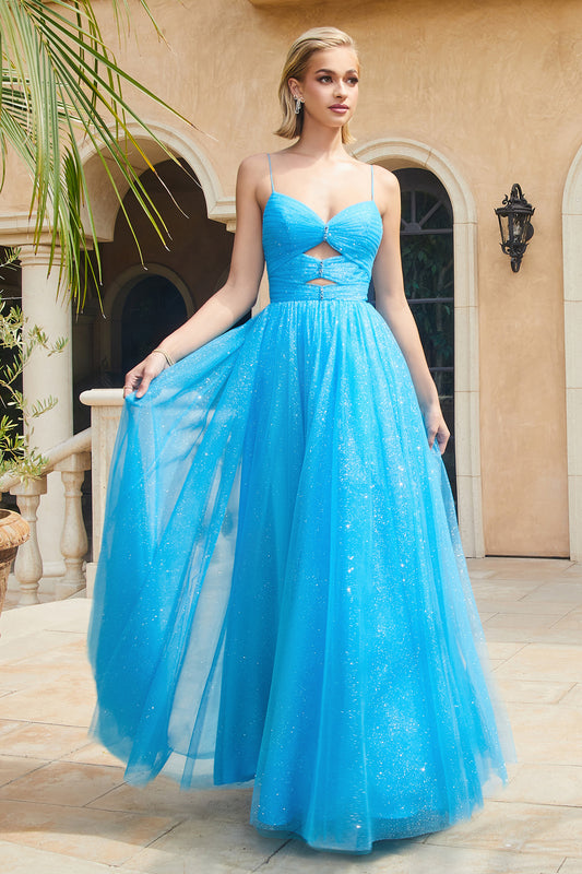 Vestido de Tul en Capas Color Ocean Blue.