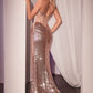 Vestido Con Corsé Ajustado con Lentejuelas sin Tirantes Color Gold.