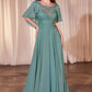 Vestido de Gasa con Caplet Línea A (Varios Colores)