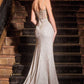 Vestido Escote moderno, corpiño transparente adornado y abertura en la pierna.(Dos Colores)