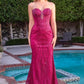 Vestido Sin Tirantes Con  Adornos  De  Brillo, Color Magenta