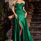 Vestido Semi-stretch Satin Con Hombros Descubiertos (Dos Colores)