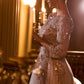 Vestido en Línea A on  Escote alto, mangas tres cuartos y espalda en V (Varios Colores)