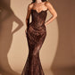 Vestido Corte Sirena Escote de corazón sin tirantes con adornos de cuentas por todas partes