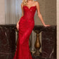 Vestido Corte Sirena Escote de corazón sin tirantes con adornos de cuentas por todas partes