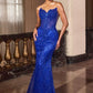 Vestido Corte Sirena Escote de corazón sin tirantes con adornos de cuentas por todas partes