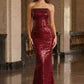 Vestido Recto Ajustado, Escote Recto, Adornos Brillantes y Suave Drapeado, Varis Colores
