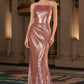 Vestido Recto Ajustado, Escote Recto, Adornos Brillantes y Suave Drapeado, Varis Colores
