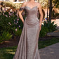 Vestido Corte Sirena Metalizado Brillante, Con Escote Corazón, Hombros Descubiertos, Banda Lateral