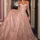 Vestido de Gala con Drapeado y Pedrería de Cristal, Falda Amplia con Acabados Brillantes, Varios Coloresl