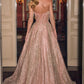 Vestido de Gala con Drapeado y Pedrería de Cristal, Falda Amplia con Acabados Brillantes, Varios Coloresl