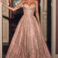 Vestido de Gala con Drapeado y Pedrería de Cristal, Falda Amplia con Acabados Brillantes, Varios Coloresl