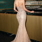 Vestido Corte Sirena con  Escote de corazón profundo sin tirantes, corpiño transparente y motivo lineal de cuentas (Varios Colores)