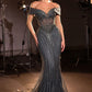 Vestido Corte Sirena Escote con hombros descubiertos y motivo lineal de cuentas (Varios Colores)