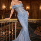 Vestido Corte Sirena Escote con hombros descubiertos y motivo lineal de cuentas (Varios Colores)