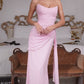 Vestido Escote sin tirantes, drapeado fruncido y faja lateral en cascada (Varios Colores)