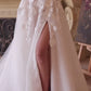 Vestido de Novia Sin Tirantes Adornado con Aplicaciones Florales Color White-Nude.