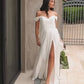 Vestido de Novia de Satén con Hombros Desconectados.