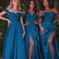 Vestido en Línea A de Satén con Hombro descubierto (Varios Colores)