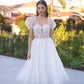 Vestido de Novias Midi  de tul con capas