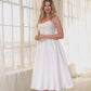 Vestido de Novia Corte Midi sin Tirantes y Falda con Vuelo, Color Off White