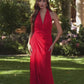 Vestido Estilo Halter en Corte A, Cintura Fruncida con a Abertura en la Pierna (Varios Colores)