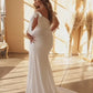 Vestido de Jersey de Lujo de Sirena Plisado con Mangas Con Lazo Curvy