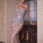 Vestido Estraple con Escote de Corazón con Aplicaciones en Lentejuelas, Colores Silver Nude y Black