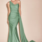 Vestido de Satén Elástico Ajustado de Un Hombro Curvy.  (Varios Colores)