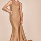 Vestido de Satén Elástico Ajustado de Un Hombro Curvy.  (Varios Colores)