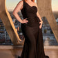 Vestido de Satén Elástico Ajustado de Un Hombro Curvy.  (Varios Colores)
