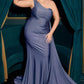 Vestido de Satén Elástico Ajustado de Un Hombro Curvy.  (Varios Colores)