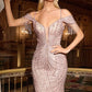 Vestido en Corte Sirena Escote con hombros descubiertos, flecos que gotean y motivo de cuentas lineales (Varios Colores)