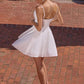 Vestido Corto en A, Escote Cuadrado con Tirantes Finos, Color Off White