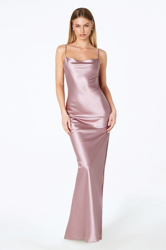 Vestido Recto con Tirantes, Escote de Espalda Profundo y Abertura en la Pierna (Varios Colores)