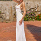 Vestido de Novia Parte delantera lisa con espalda descubierta y delicados detalles de encaje.Color Off White