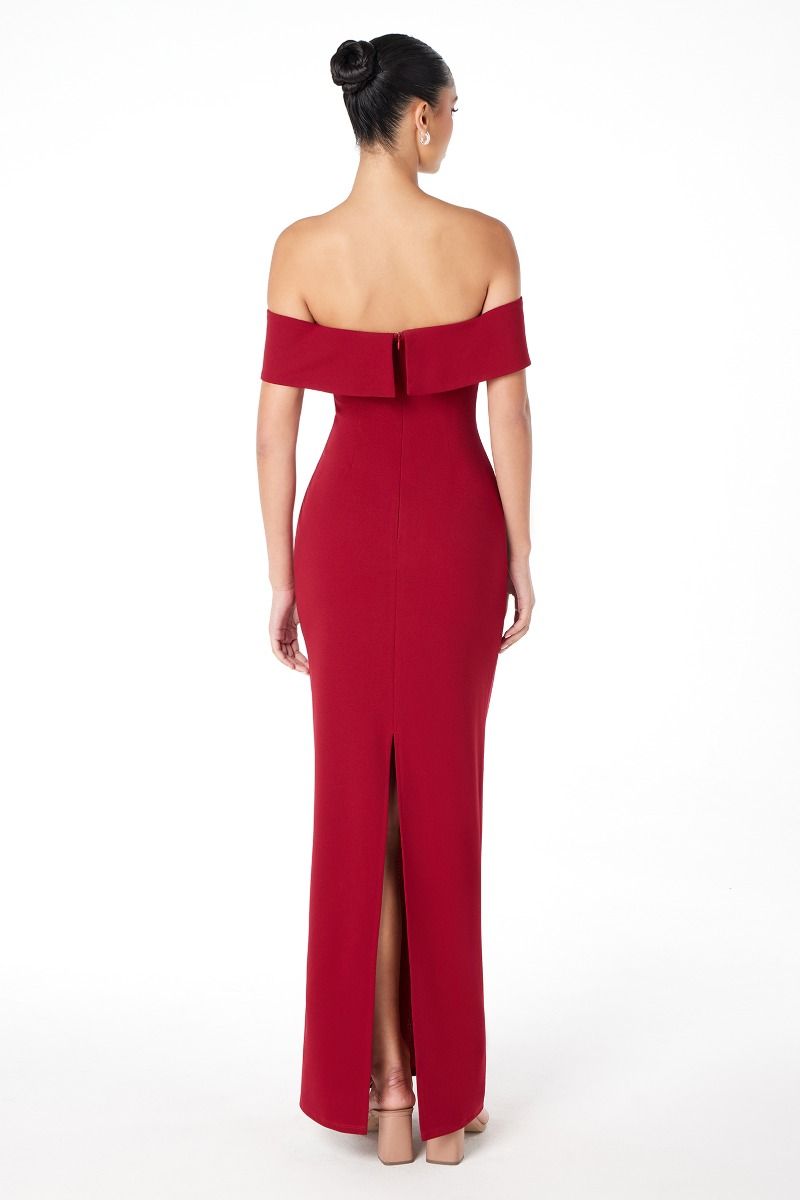 Vestido Corte recto con Hombros descubiertos y Abertura en la pierna (Varios Colores)