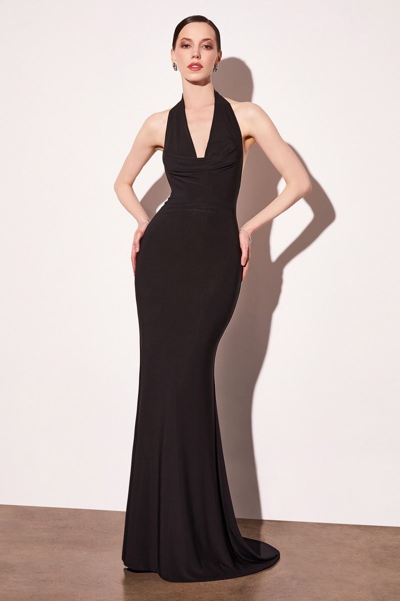 Vestido Corte Sirena Halter con espalda Descubierta (Varios Colores)