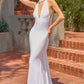 Vestido de Novia Entallado, Con Escote Halter, Espalda Descubierta y Bufanda a Juego, Color Off White